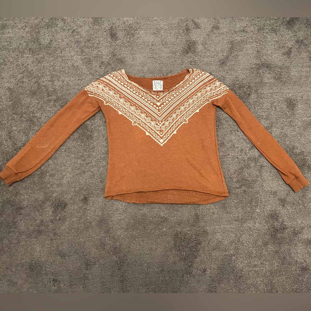 Billabong Rust Orange Aztec Tribal Pull Over